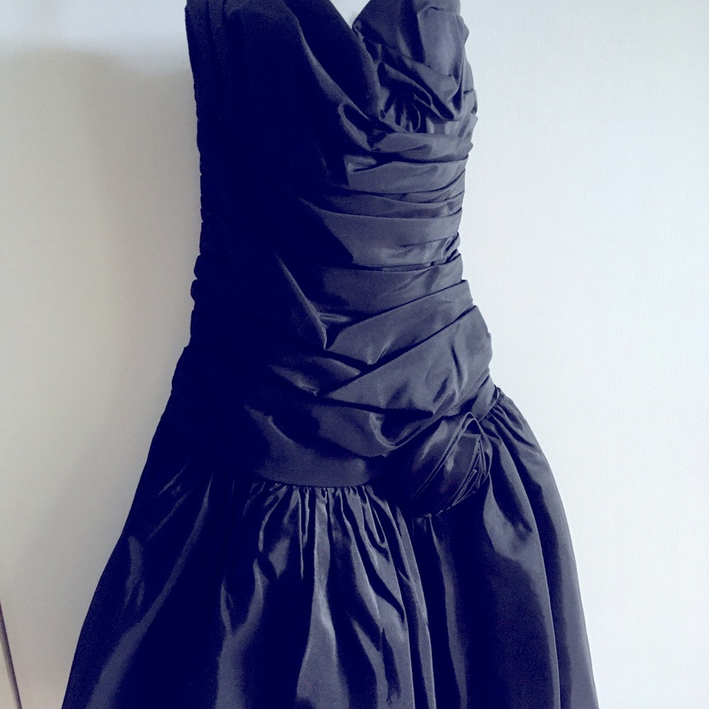 Vintage Black Strapless Bubble Formal Dress